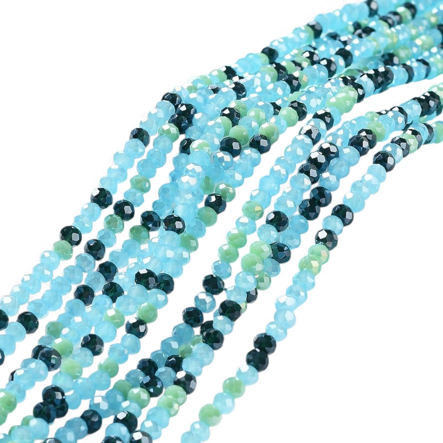 x1 Fil de Perles de Verre à Facettes – Rondelles 4×3 mm – Bleu/Vert