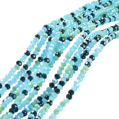 x1 Fil de Perles de Verre à Facettes – Rondelles 4×3 mm – Bleu/Vert