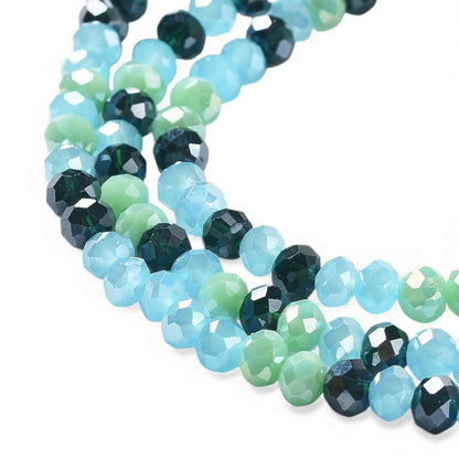 x1 Fil de Perles de Verre à Facettes – Rondelles 4×3 mm – Bleu/Vert