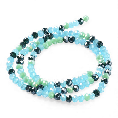 x1 Fil de Perles de Verre à Facettes – Rondelles 4×3 mm – Bleu/Vert