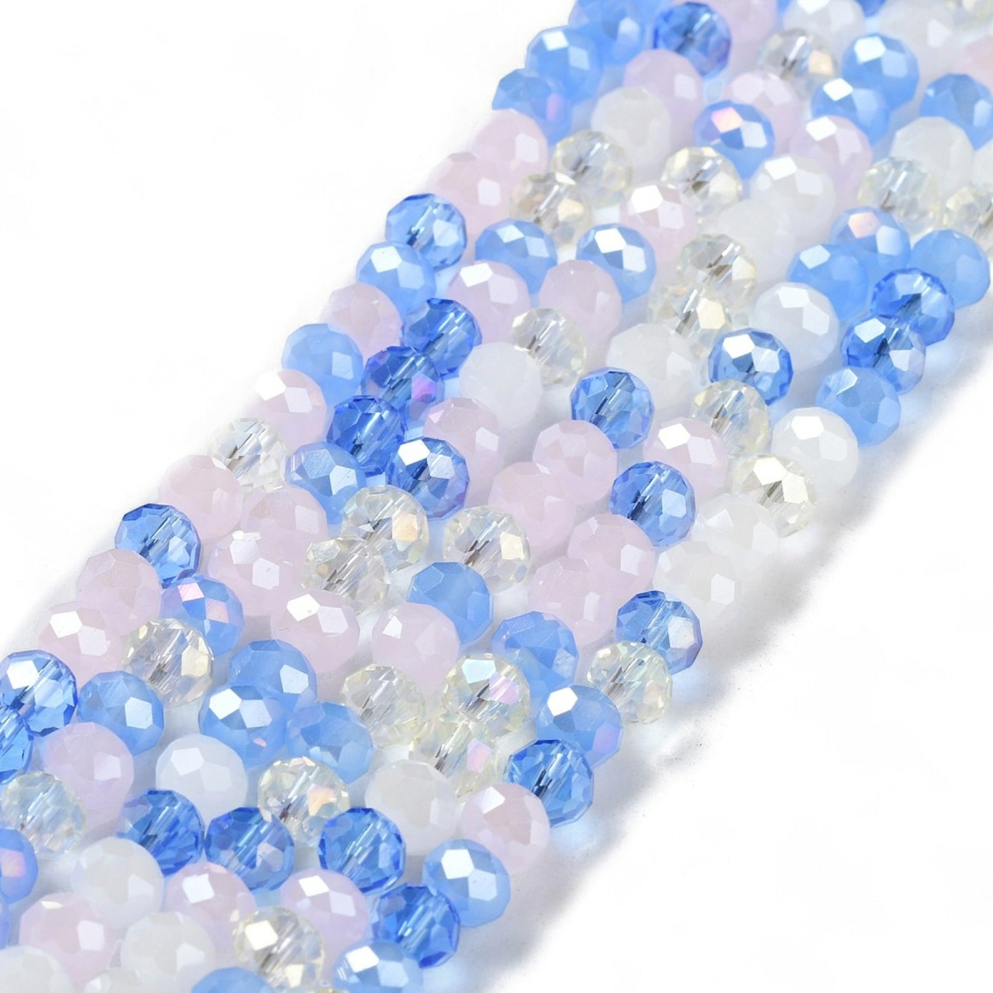 Perles en Verre à Facettes – Rondelles Bleu et Rose – 4,5x3 mm