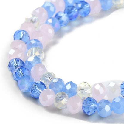 Perles en Verre à Facettes – Rondelles Bleu et Rose – 4,5x3 mm