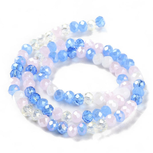 Perles en Verre à Facettes – Rondelles Bleu et Rose – 4,5x3 mm