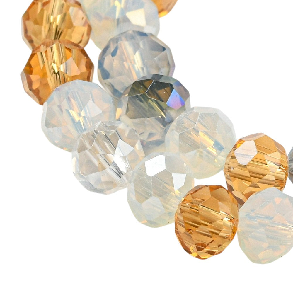 Fil de Perles de Verre à Facettes – Rondelles 6×5 mm – Gris/champagne