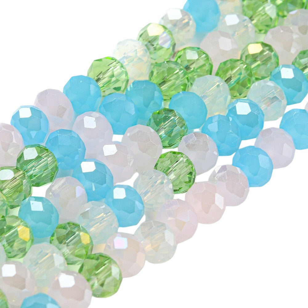 x1 Fil de Perles de Verre à Facettes – Rondelles 6×5 mm – Bleu/vert