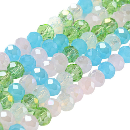 x1 Fil de Perles de Verre à Facettes – Rondelles 6×5 mm – Bleu/vert