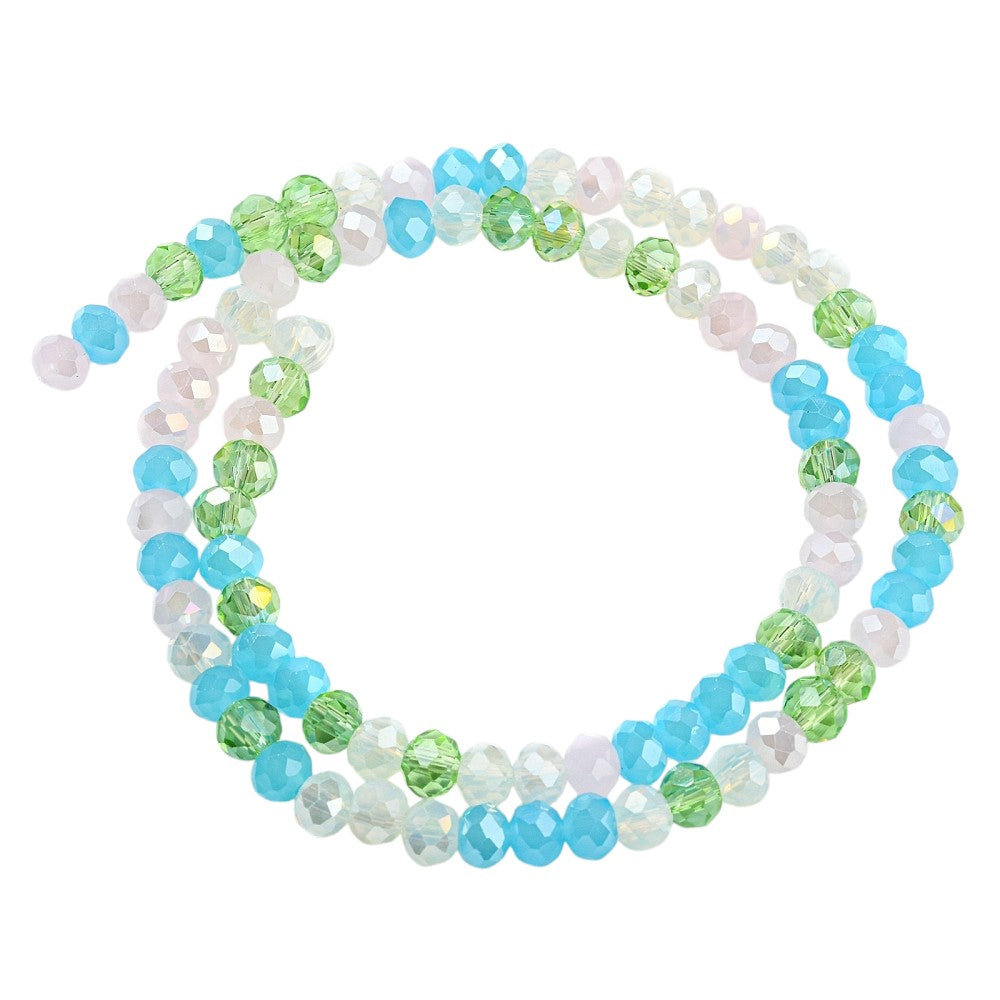 x1 Fil de Perles de Verre à Facettes – Rondelles 6×5 mm – Bleu/vert
