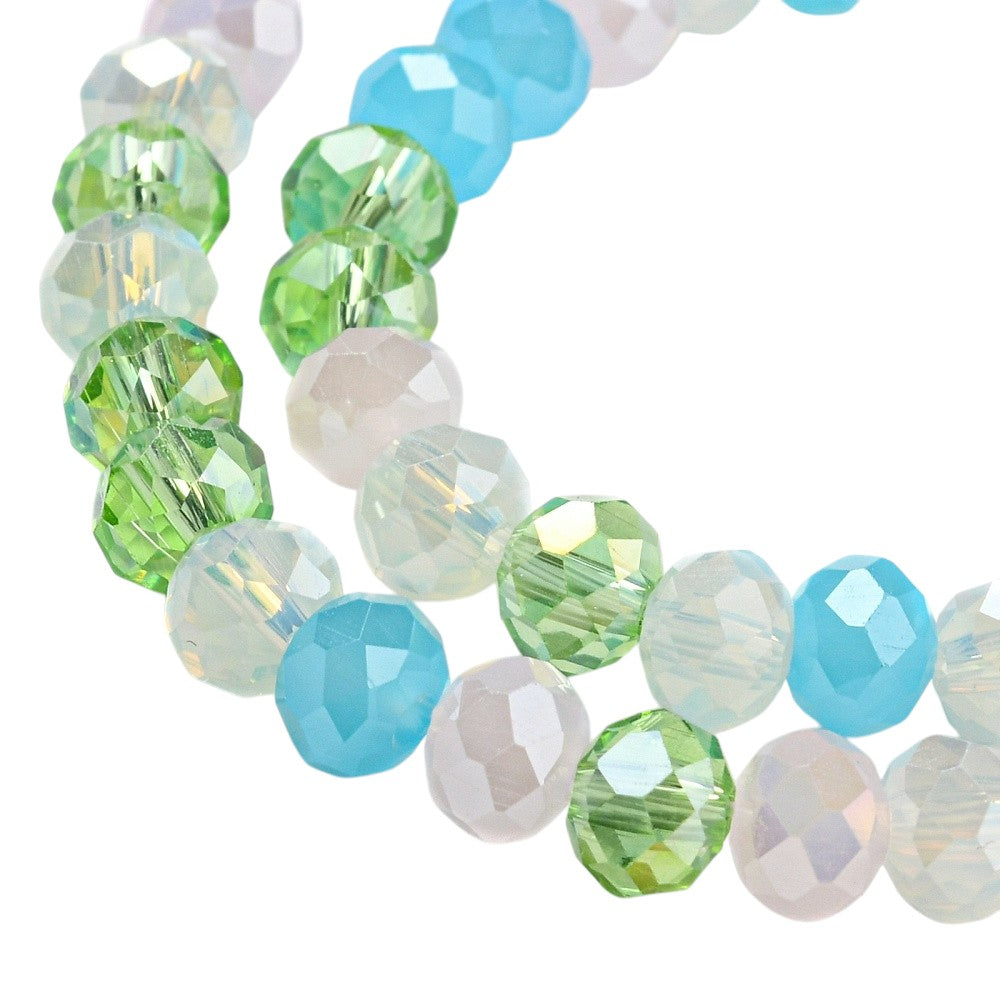 x1 Fil de Perles de Verre à Facettes – Rondelles 6×5 mm – Bleu/vert