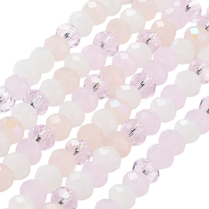 Fil de Perles de Verre à Facettes – Rondelles 6×5 mm – Rose