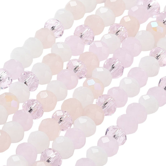 Fil de Perles de Verre à Facettes – Rondelles 6×5 mm – Rose