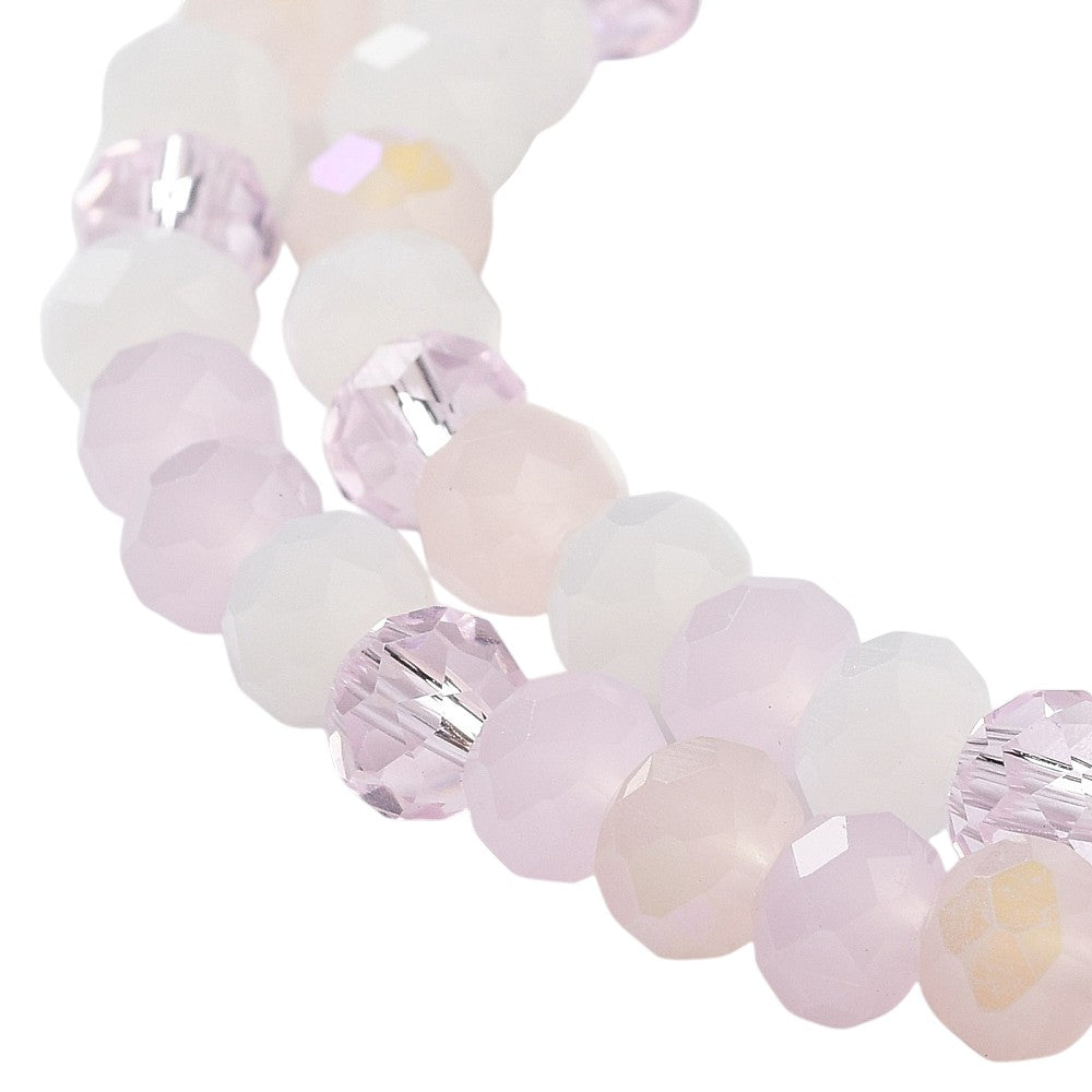 Fil de Perles de Verre à Facettes – Rondelles 6×5 mm – Rose