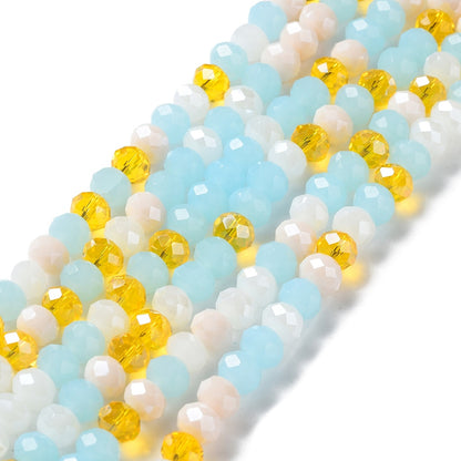 Fil de Perles de Verre à Facettes – Rondelles 8x6 mm – Bleu/jaune