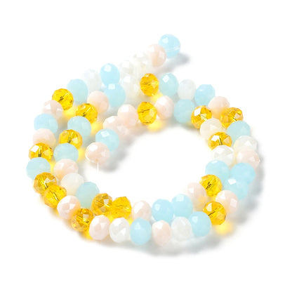 Fil de Perles de Verre à Facettes – Rondelles 8x6 mm – Bleu/jaune