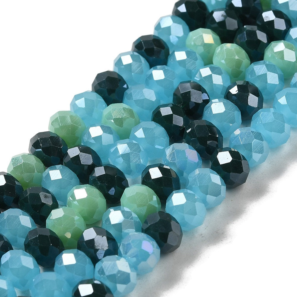 Fil de Perles de Verre à Facettes – Rondelles 8x6 mm – Bleu/vert