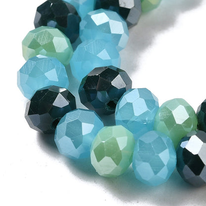 Fil de Perles de Verre à Facettes – Rondelles 8x6 mm – Bleu/vert