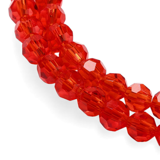 Fil de 87 perles de Verre Facettées Rouges – 4 mm