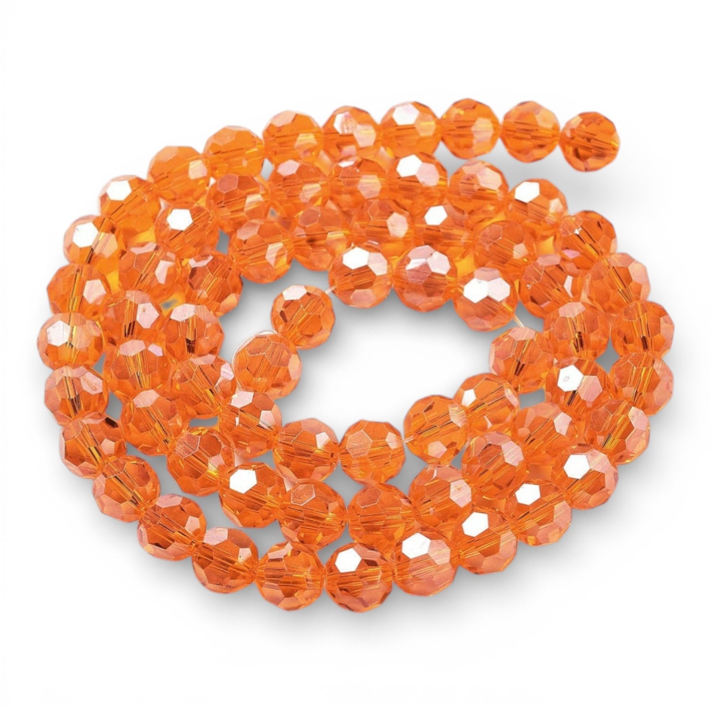 x1 Fil de Perles en Verre Facettées – 8 mm – Orange
