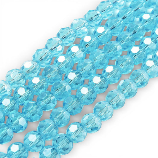 x1 Fil de Perles en Verre Facettées – 8 mm – Bleu