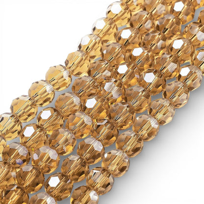 x1 Fil de Perles en Verre Facettées – 8 mm – Champagne Foncé