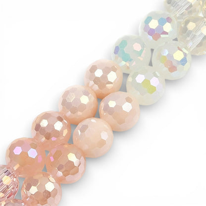 x1 Fil de Perles en Verre Électroplaqué à Facettes – Rose · 8 mm