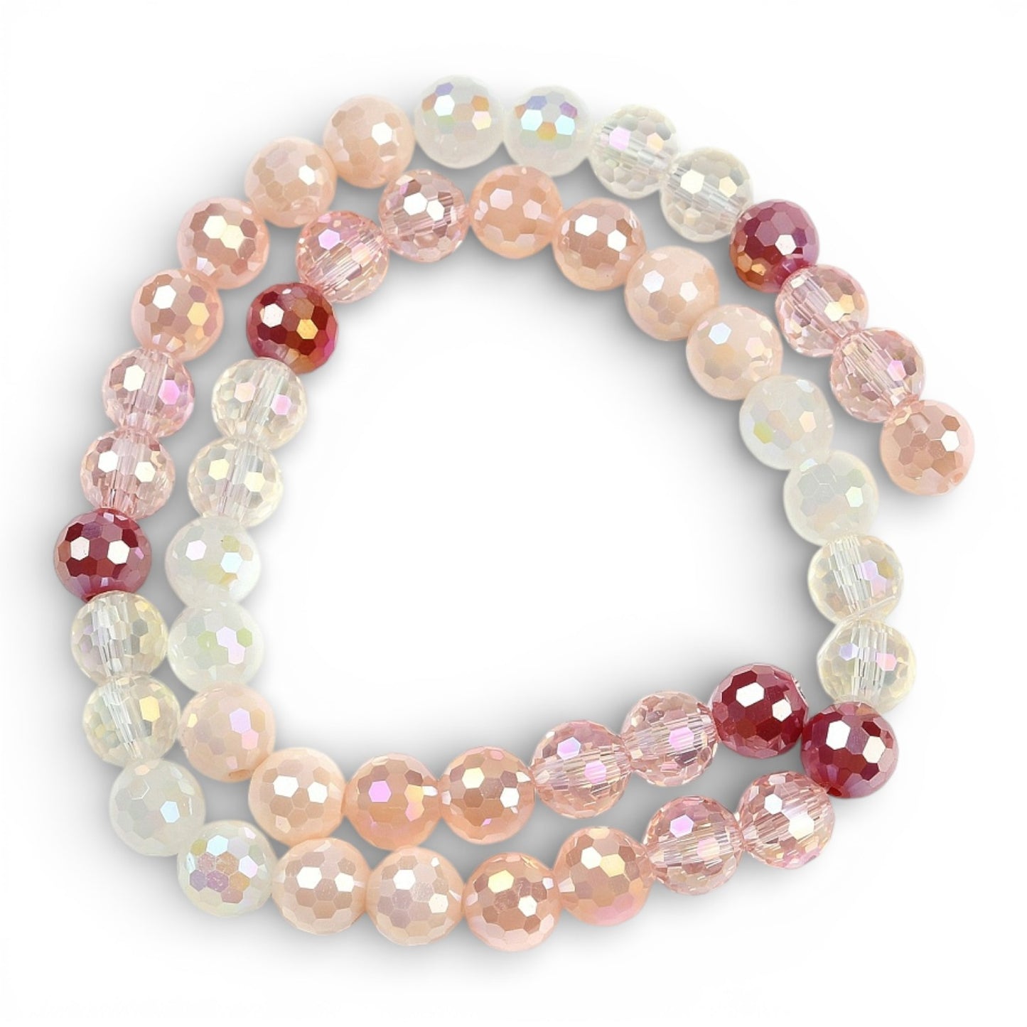 x1 Fil de Perles en Verre Électroplaqué à Facettes – Rose · 8 mm