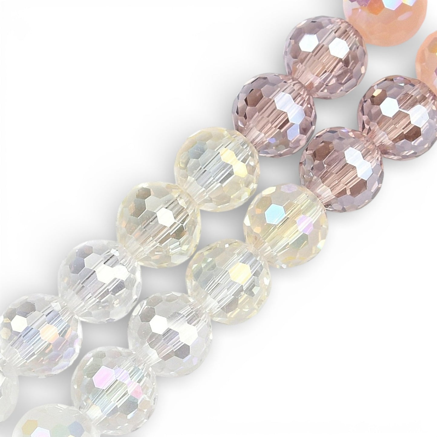 x1 Fil de Perles en Verre Électroplaqué à Facettes – Rose Pâle · 8 mm