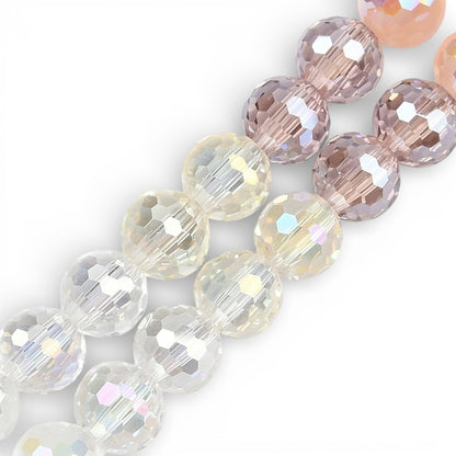 x1 Fil de Perles en Verre Électroplaqué à Facettes – Rose Pâle · 8 mm