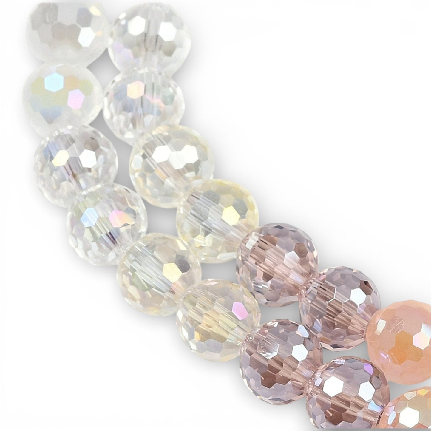 x1 Fil de Perles en Verre Électroplaqué à Facettes – Rose Pâle · 8 mm