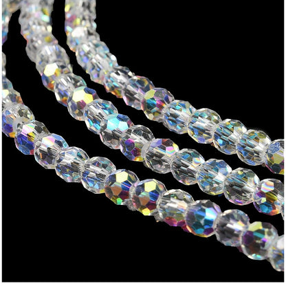 x1 Fil de Perles de Verre Électroplaquées AB – Rondes Facettées 4 mm