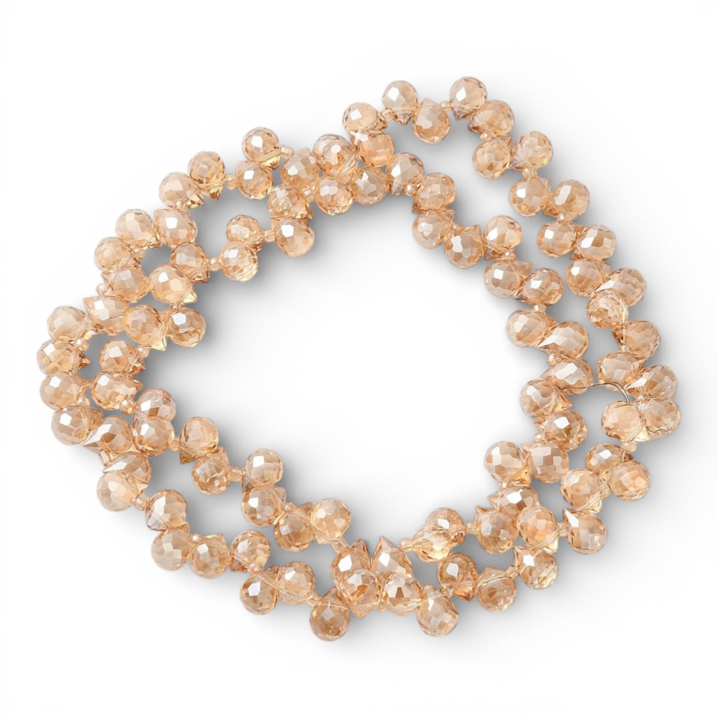 x1 Fil de Perles en Verre Électroplaqué – Gouttes Champagne – 10–11 mm