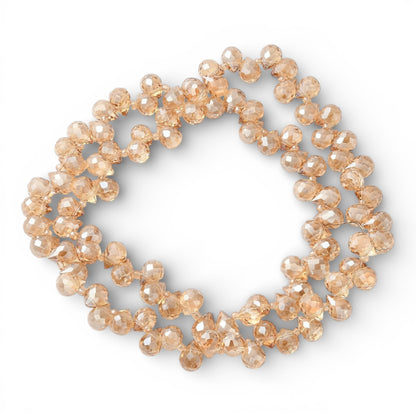 x1 Fil de Perles en Verre Électroplaqué – Gouttes Champagne – 10–11 mm