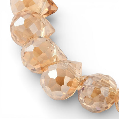 x1 Fil de Perles en Verre Électroplaqué – Gouttes Champagne – 10–11 mm