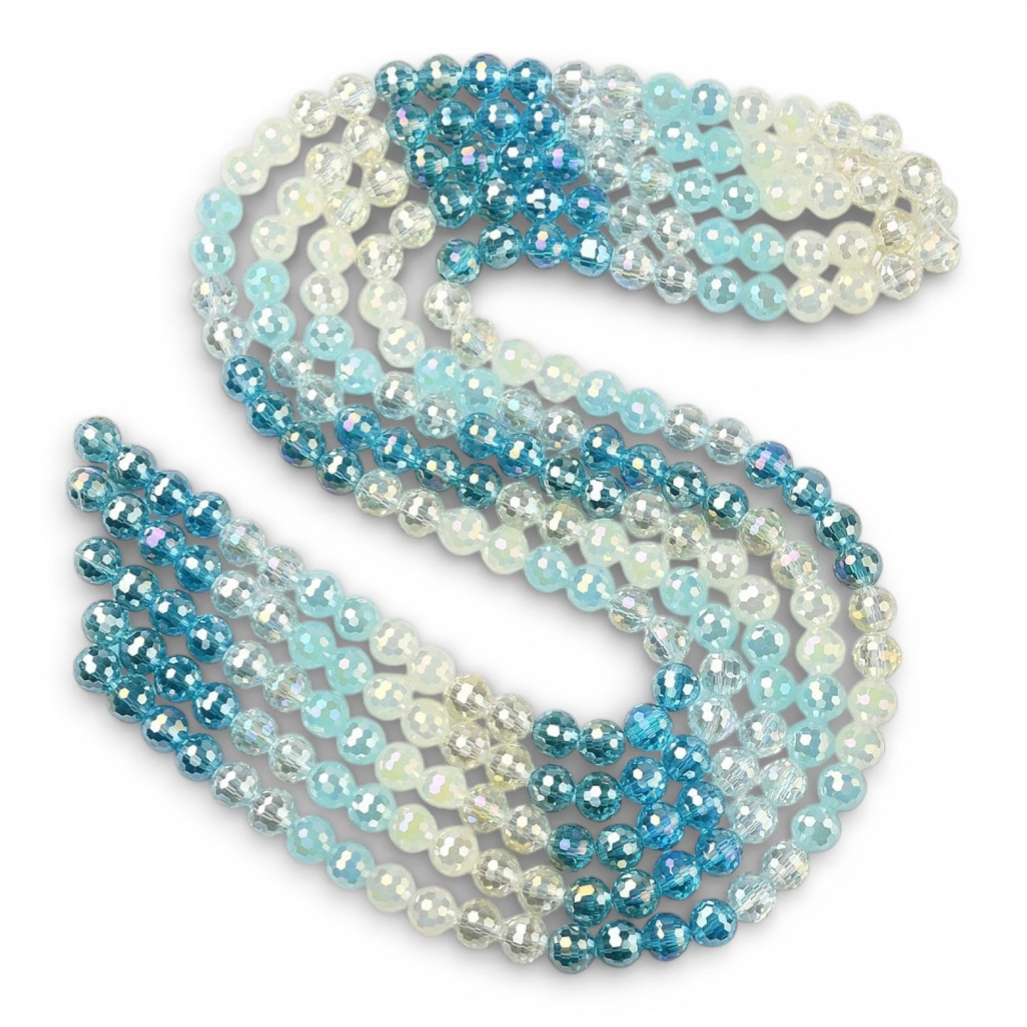 x1 Fil de Perles en Verre Électroplaqué à Facettes – Bleu · 8 mm