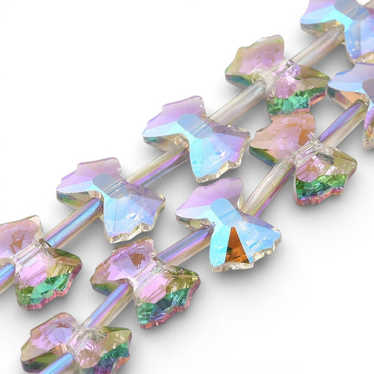 x1 Fil de Perles de verre électroplaquées arc-en-ciel – Forme nœud papillon 10 x 7 mm – Bleu et violet