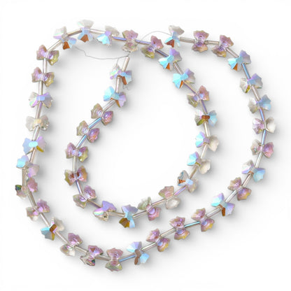 x1 Fil de Perles de verre électroplaquées arc-en-ciel – Forme nœud papillon 10 x 7 mm – Bleu et violet