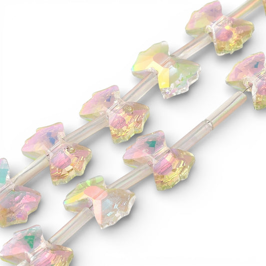 x1 Fil de Perles de verre électroplaquées arc-en-ciel – Forme nœud papillon 10 x 7 mm – Rose
