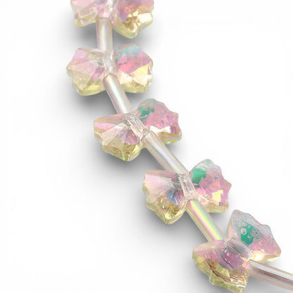 x1 Fil de Perles de verre électroplaquées arc-en-ciel – Forme nœud papillon 10 x 7 mm – Rose