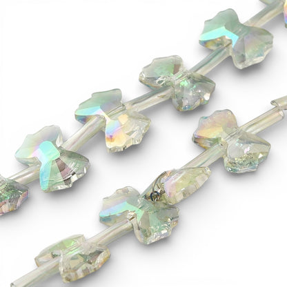 x1 Fil de Perles de verre électroplaquées arc-en-ciel – Forme nœud papillon 10 x 7 mm – Vert