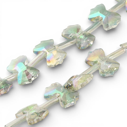 x1 Fil de Perles de verre électroplaquées arc-en-ciel – Forme nœud papillon 10 x 7 mm – Vert