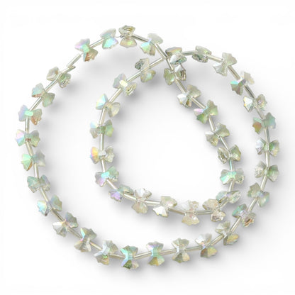 x1 Fil de Perles de verre électroplaquées arc-en-ciel – Forme nœud papillon 10 x 7 mm – Vert
