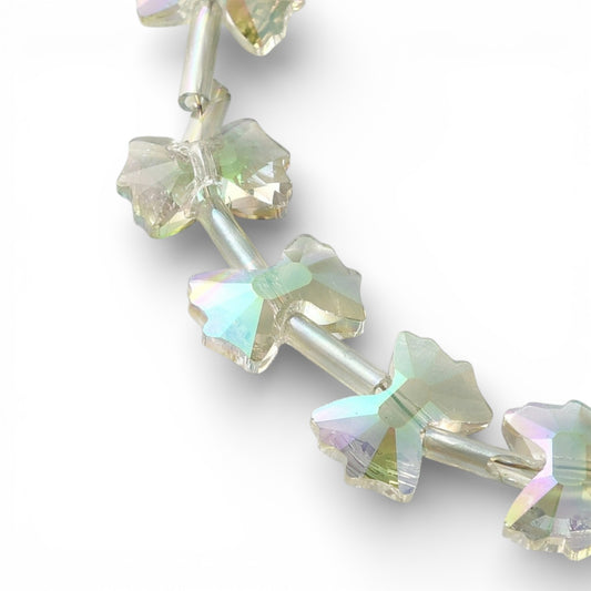 x1 Fil de Perles de verre électroplaquées arc-en-ciel – Forme nœud papillon 10 x 7 mm – Vert