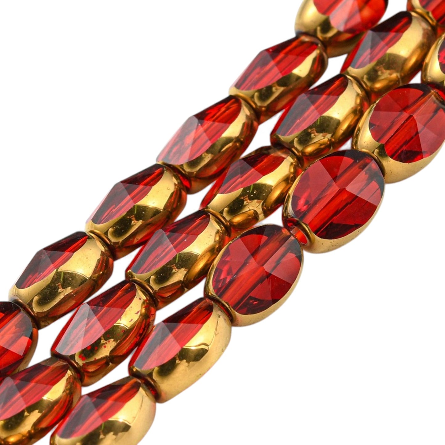 x1 Fil de Perles de Verre Transparentes Électroplaquées – Ovales à Facettes – Bord Doré