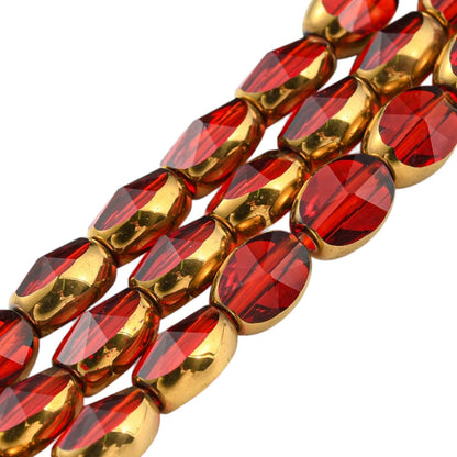 x1 Fil de Perles de Verre Transparentes Électroplaquées – Ovales à Facettes – Bord Doré