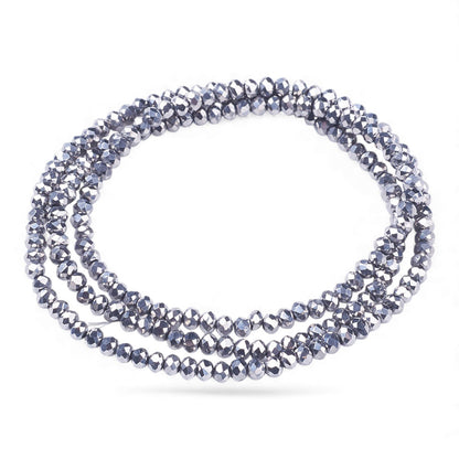 Fil de Perles en Verre Galvanoplastique Argenté – Rondelles Facettées 2,5 x 2 mm
