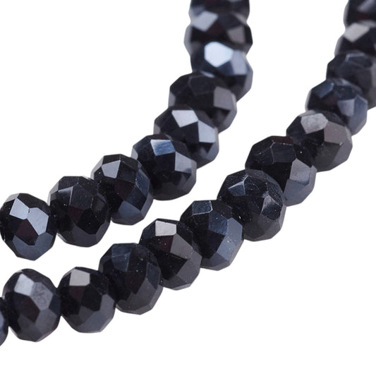 Fil de Perles en Verre Galvanoplastique – Couleur Hématite – Rondelles Facettées 3 x 2 mm