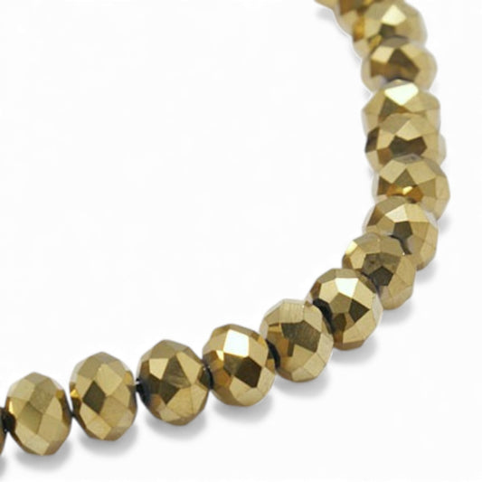Fil de Perles en Verre Galvanoplastique Plaqué Doré – Rondelles Facettées 3 x 2 mm