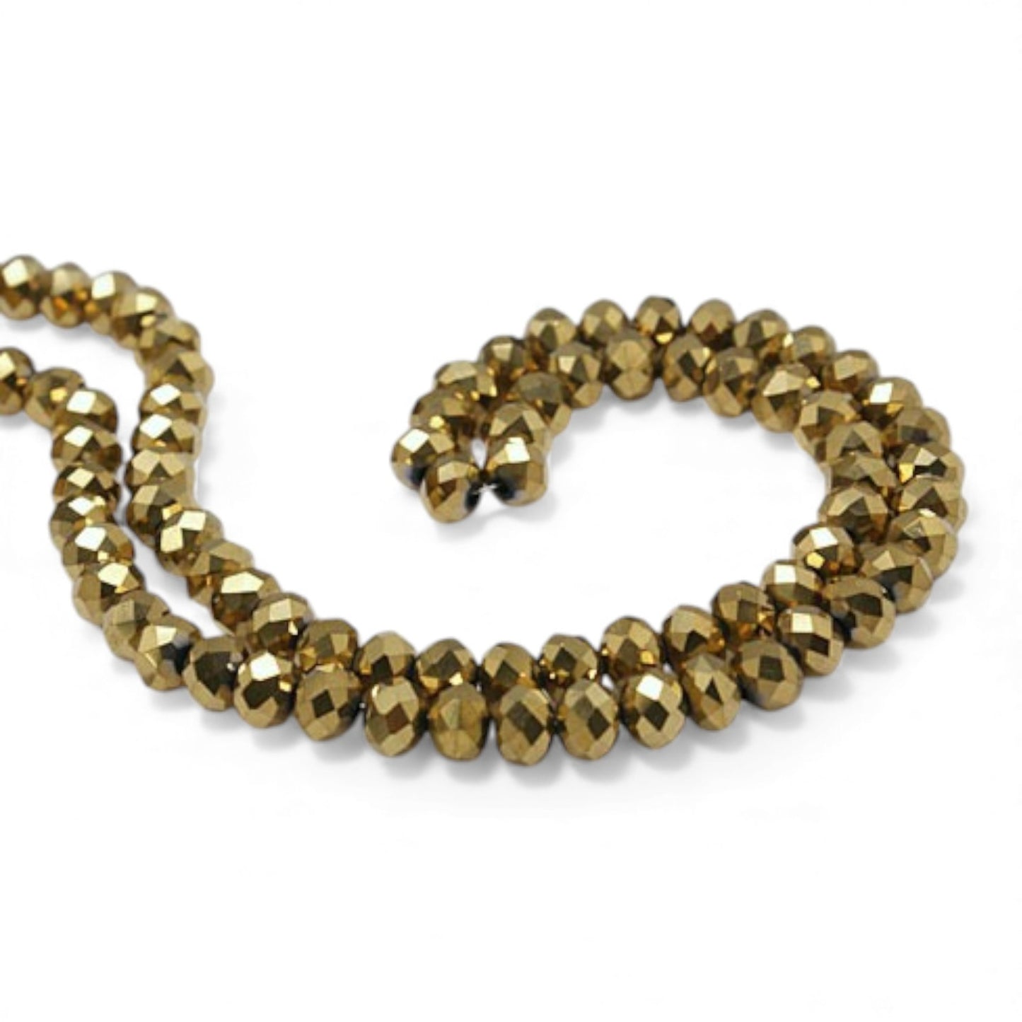 Fil de Perles en Verre Galvanoplastique Plaqué Doré – Rondelles Facettées 3 x 2 mm