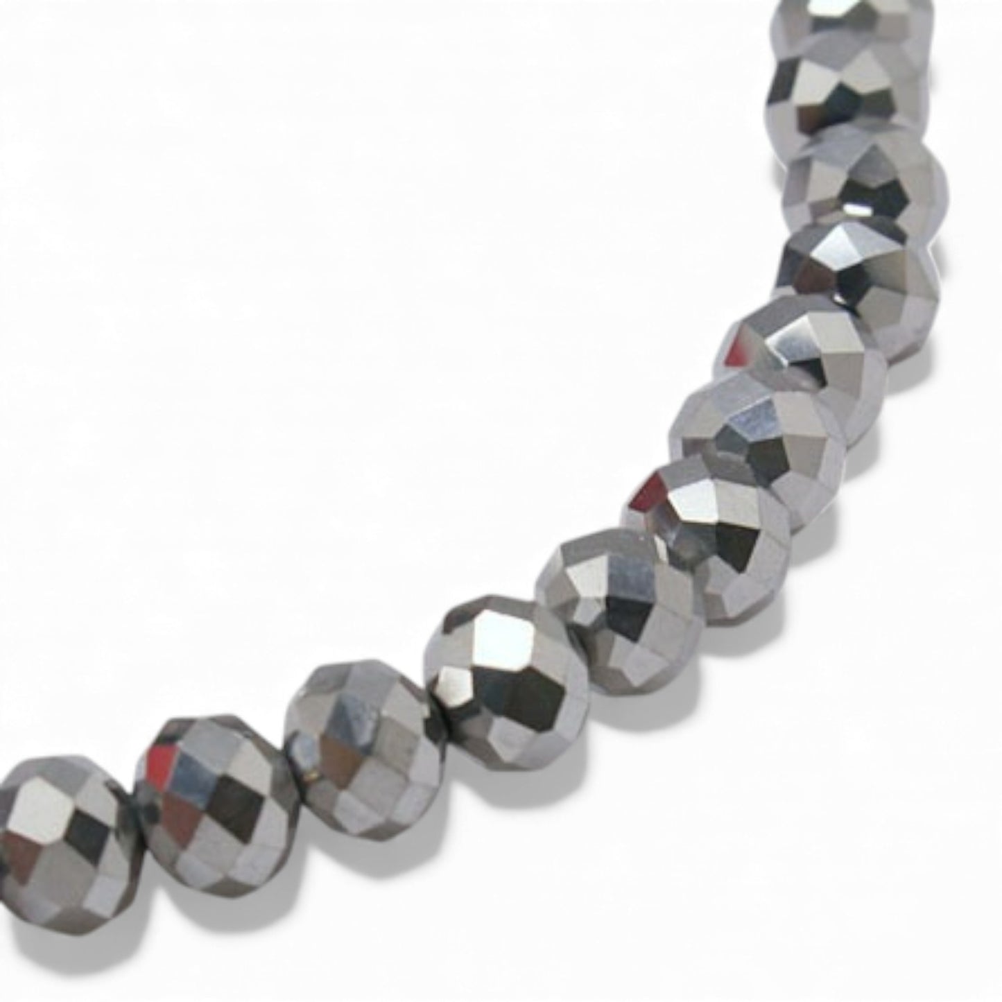 Fil de Perles en Verre argentées Facettées – Rondelles 3x2 mm