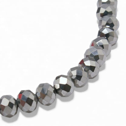 Fil de Perles en Verre argentées Facettées – Rondelles 3x2 mm