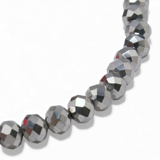 Fil de Perles en Verre argentées Facettées – Rondelles 3x2 mm